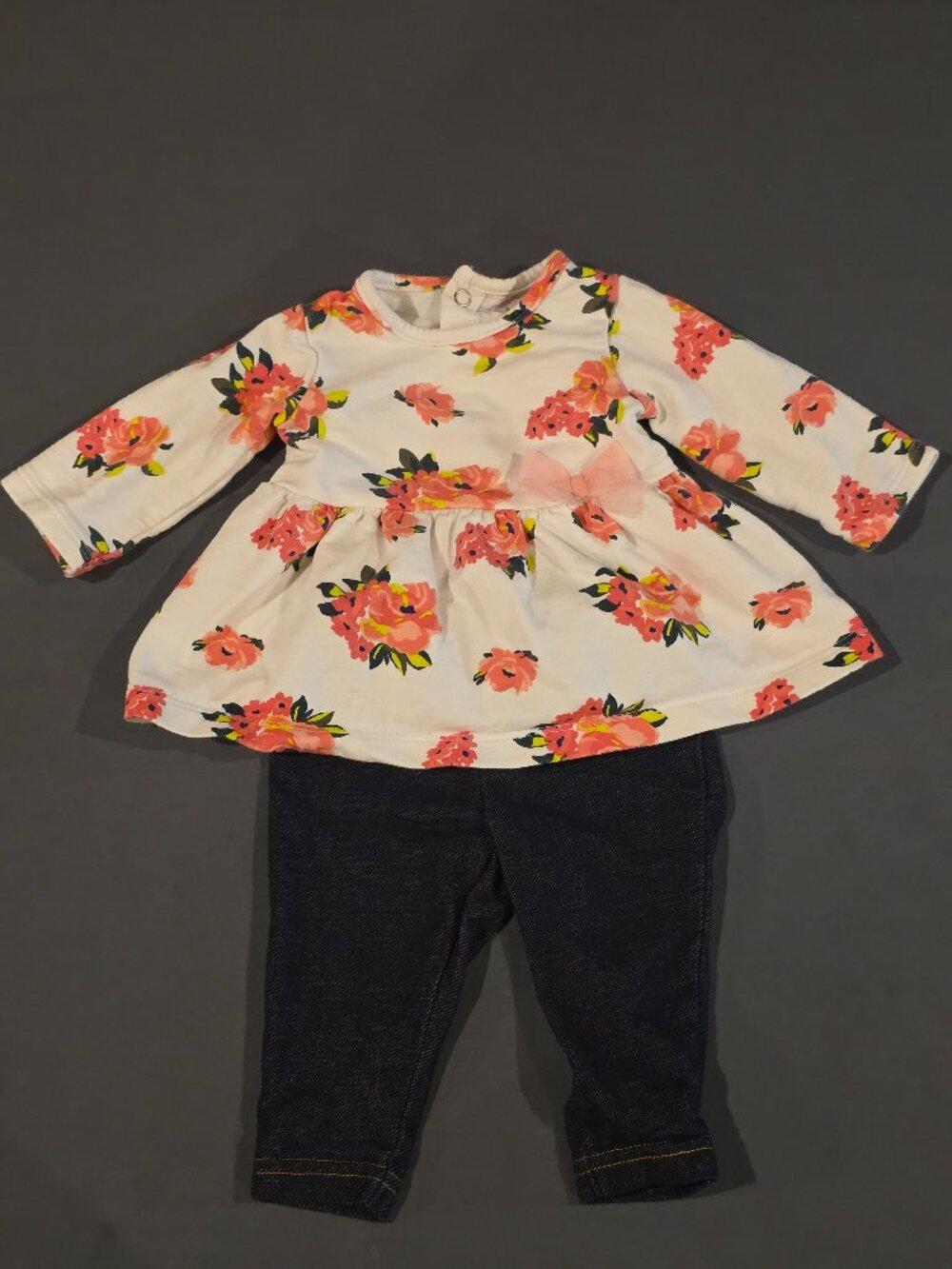 Child of Mine Girls 0-3 Month White Floral 2 Piece Set